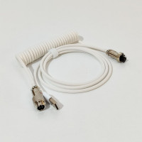 Custom Coiled Type C USB Cable for Mechanical Keyboard Handwork Braided XLR Connector Spiral Paracord 100cm WHITE