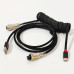 Custom Coiled Type C USB Cable for Mechanical Keyboard Handwork Braided XLR Connector Spiral Paracord 100cm WHITE