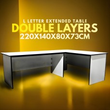 220X140X80X73CM DOUBLE LAYERS GAMING DESK L LETTER