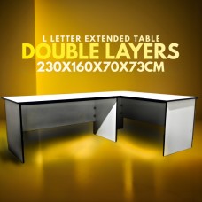 230X160X70X73CM DOUBLE LAYERS GAMING DESK L LETTER